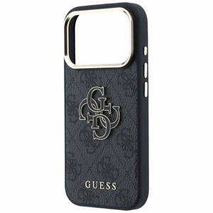 GUESS GUE005482 (PU FW Resin Logo) aizsargvāciņš ierīcei iPhone 18 Pro Max / 17 Pro Max, krāsa – melna