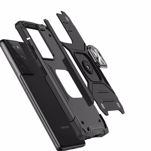 Wozinsky Ring Armor Tough Hybrid apvalks viedtālrunim Samsung Galaxy S22 Ultra sudraba krāsas ar magnētisko turētāju