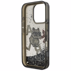 Karl Lagerfeld Liquid Glitter Choupette Logo macins iPhone 16 Pro Max - melns