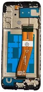 LCD ekrāns Samsung A037G A03s 2021 (lielā izmēra Eiropas versija) ar skārienjutīgo ekrānu un rāmi melns oriģināls