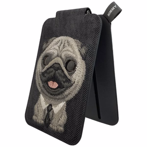 Nimmy New Big-Eye Cute Pets 2.0 Dog MagSafe magnētiskais karšu maciņš tālrunim ar statīvu – melns