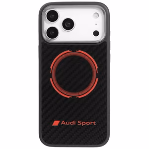 Audi RSQ Carbon Fiber Sport Red Circle MagSafe Чехол для iPhone 17 Pro Max - чёрный
