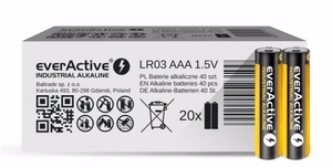 Sārmainās baterijas everActive Industrial Alkaline LR03 AAA - kartona kastīte - 40 gab.