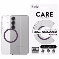 CARE by PanzerGlass Flagship Urban Combat Purple QI viedtālruņa apvalks Samsung Galaxy S25 - caurspīdīgs