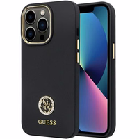 Guess GUHCP13LM4DGPK viedtālruņa apvalks iPhone 13 Pro / 13 – melns Silikona Logo Strass 4G