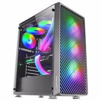 Mars Gaming MC-F melns, ATX Gaming Semitower, Full Tempered Glass Window, Metal-Mesh Front, 4x 120mm ARGB Fans