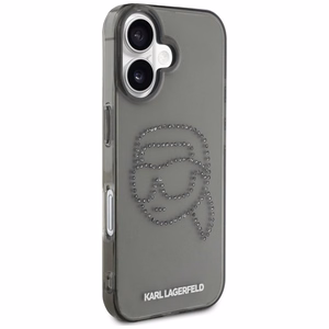 Karl Lagerfeld IML Rhinestones Karl Head apvalks iPhone 16 Pro melns