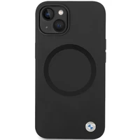 BMW BMHMP14SSILBK2 viedtālruņa apvalks iPhone 14 - melns Signature Liquid Silicone MagSafe