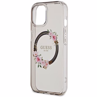 Guess IML Flowers Wreath MagSafe viedtālruņa apvalks iPhone 15 / 14 / 13 - melns