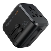Ceļojumu lādētājs Choetech PD5008, 3xUSB-A, 2xUSB-C, GaN, 35W, US/EU/UK/AU (melns)