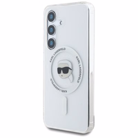 Viedtālruņa apvalks Karl Lagerfeld Button Karl Head Printed Logo Magnētiskais Samsung Galaxy S25 balts