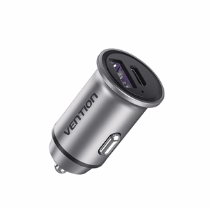 Vention divu portu USB A+A (30+30) automašīnas lādētājs, pelēkā mini alumīnija sakausējuma tips