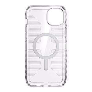 Speck GemShell Grip MagSafe vāciņš ierīcei iPhone 15 Plus / 14 Plus, caurspīdīgs ar hroma krāsas akcentiem
