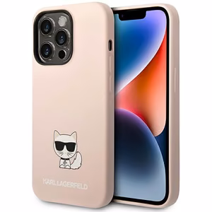 Karl Lagerfeld KLHCP14LSLCTPI iPhone 14 Pro 6.1 "cietais apvalks gaiši rozā/gaiši rozā Silikona Choupette Ķermenis