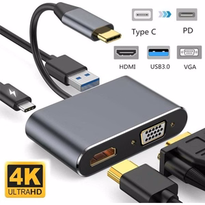 Reach USB-C centrmezgls: PD + HDMI + VGA + USB 3.0