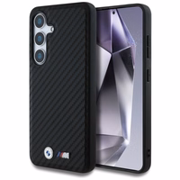 BMW ādas oglekļa Magnētiskais viedtālruņa apvalks Samsung Galaxy S25 - melns