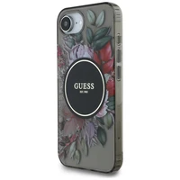 Guess IML Flowers magnētiskais viedtālruņa apvalks iPhone 16e - melns