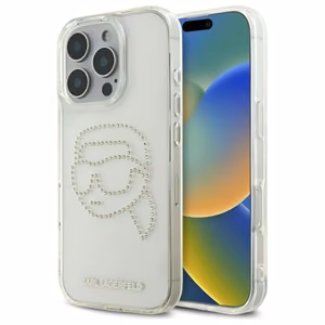 Karl Lagerfeld KLHCP16XHKHDCELT iPhone 16 Pro Max 6.9" caurspīdīgs cietais apvalks IML Rhinestones Karl galva