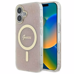 Guess IML 4G Magnētiskais viedtālruņa apvalks iPhone 16 Plus - rozā