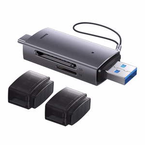 Baseus Lite Series SD/TF atmiņas karšu lasītājs, USB + USB-C (pelēks)