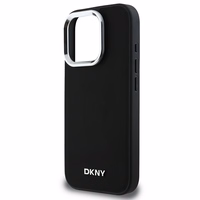 DKNY Vienkāršs sudraba logotips magnētiskais iPhone 16 Pro viedtālruņa apvalks - melns