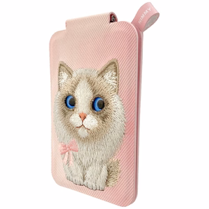Nimmy New Big-Eye Cute Pets 2.0 Cat MagSafe magnētiskais karšu maciņš tālrunim ar statīvu – rozā