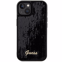 Guess Sequin Script Metal viedtālruņa apvalks iPhone 14 / 15 / 13 - melns
