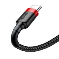 Baseus Cafule Cable izturīgs neilona kabelis USB / USB-C QC3.0 2A 3M melns-sarkans (CATKLF-U91)