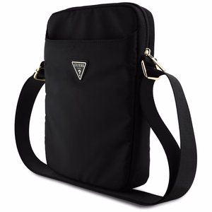 Guess GUTB10NTMLBK Nylon Triangle Logo 10 collu planšetdatora pleca soma – melna