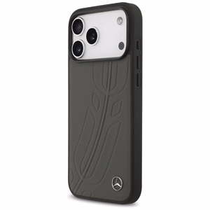 Mercedes Leather Large Laurel Leave MagSafe Чехол для iPhone 17 Pro Max - чёрный и серый