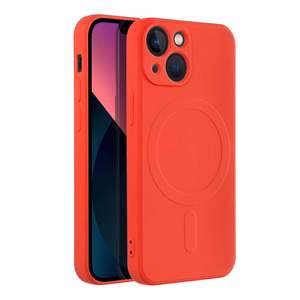 Чехол для iPhone 13 Mini силиконовый Mag Cover совместимый с MagSafe красный