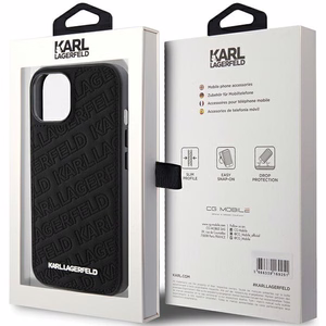 Karl Lagerfeld Kviltēts K Pattern apvalks viedtālrunim iPhone 15 Plus / 14 Plus - melns