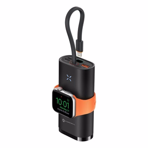 Portatīvais lādētājs Forcell F-Energy F10K4 PD QC3.0 3A 22,5W 10000 mAh su Apple Watch saderīgs melns
