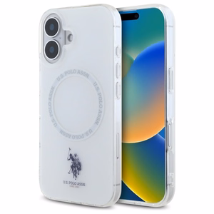 Viedtālruņa apvalks US Polo IML Ring MagSafe iPhone 16 - balts