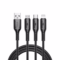 WiWU - Starlink sērijas datu kabelis Wi-045E 3in1 USB A uz USB C, Micro USB, Lightning 3,1A 1m - melns
