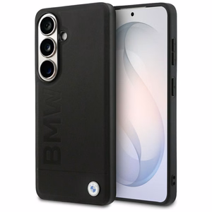 BMW Leather Hot Stamp MagSafe maciņš priekš Samsung Galaxy S26 melns