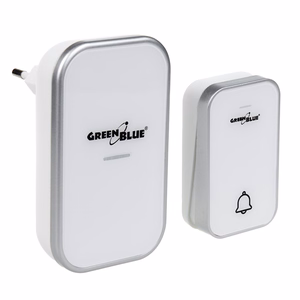 GreenBlue GB157 W Kinetic Battery-free Wireless Door Bell, Melodies, White, Range up to 200m, IP44