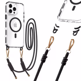 Tel Protect Strap caurspīdīgs viedtālruņa apvalks Iphone 15, melns