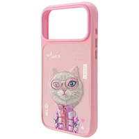 Nimmy Cool&Cute 2.0 Kaķa apvalks viedtālrunim iPhone 17 Pro - rozā
