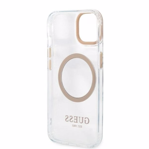 Guess GUHMP13MHTRMD iPhone 13 6.1 "zeltains / zeltains cietais apvalks Metāla kontūra Magnētiskais