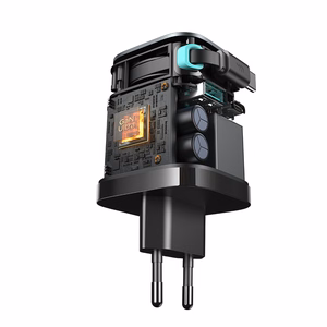 Joyroom JR-TCL02 65W USB-A USB-C GaN lādētājs ar iebūvētu USB-C kabeli - melns