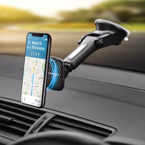 FORCELL F-GRIP Carbon H-CT327 magnētiskais auto turētājs vējstiklam / paneļim melns
