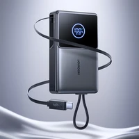 Joyroom JR-PR1 10000mAh 22.5W portatīvais lādētājs ar iebūvētu izvelkamu USB-C kabeli - melna