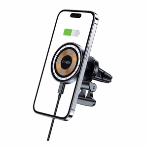 Tech-Protect MM15W-V5 automašīnas tālruņa turētājs ar MagSafe 15W indukcijas lādētāju, stiprināms pie gaisa ventilācijas - melns