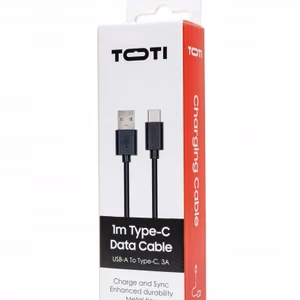 SEEK TOTI USB-A uz Type-C, 1 m PVC datu kabelis 3A, melns