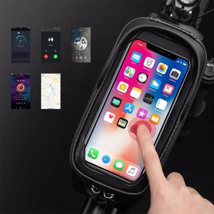 Rockbros B68 pastiprināta velosipēda rāmja soma ar tālruņa kabatu un pārvalku, 1.7L - melna