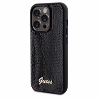 Guess Sequin Script Metal viedtālruņa apvalks iPhone 14 Pro - melns