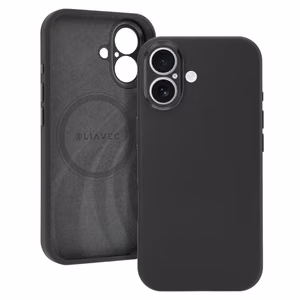 Liavec Silk Shield maciņš ar metāla kameras rāmi priekš Iphone 17 melns