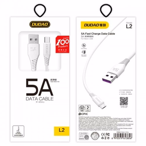 USB Kabelis Dudao L2T balts Type-C 100cm (līdz 5A)