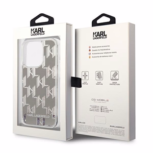 Karl Lagerfeld KLHCP14XLMNMS iPhone 14 Pro Max 6.7 "cietais apvalks sudraba / sudraba Šķidrs Mirdzums Monogramma
